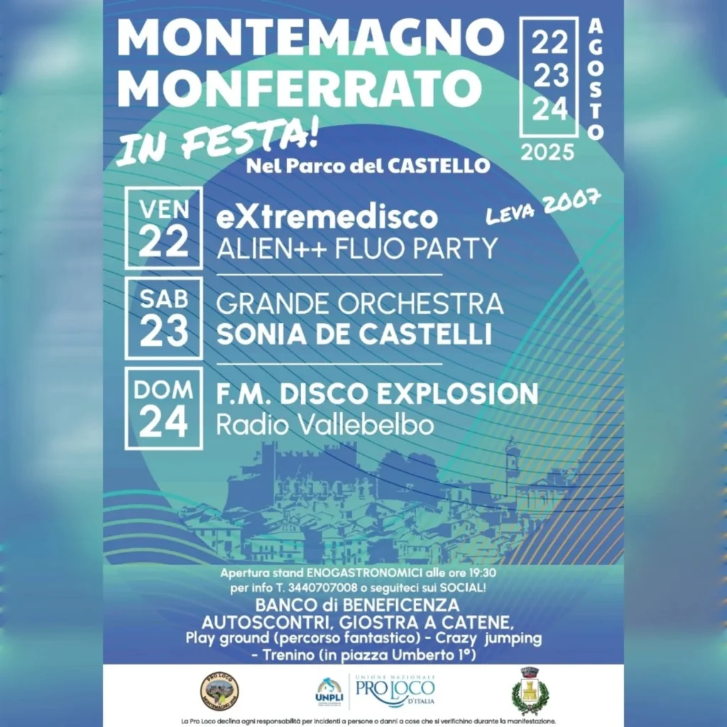 Montemagno Monferrato in festa 2025 menu stand